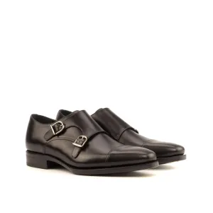 Black Calf Leather Double Monk