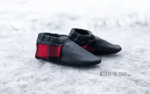 Black Loafer with Buffalo Plaid Heel