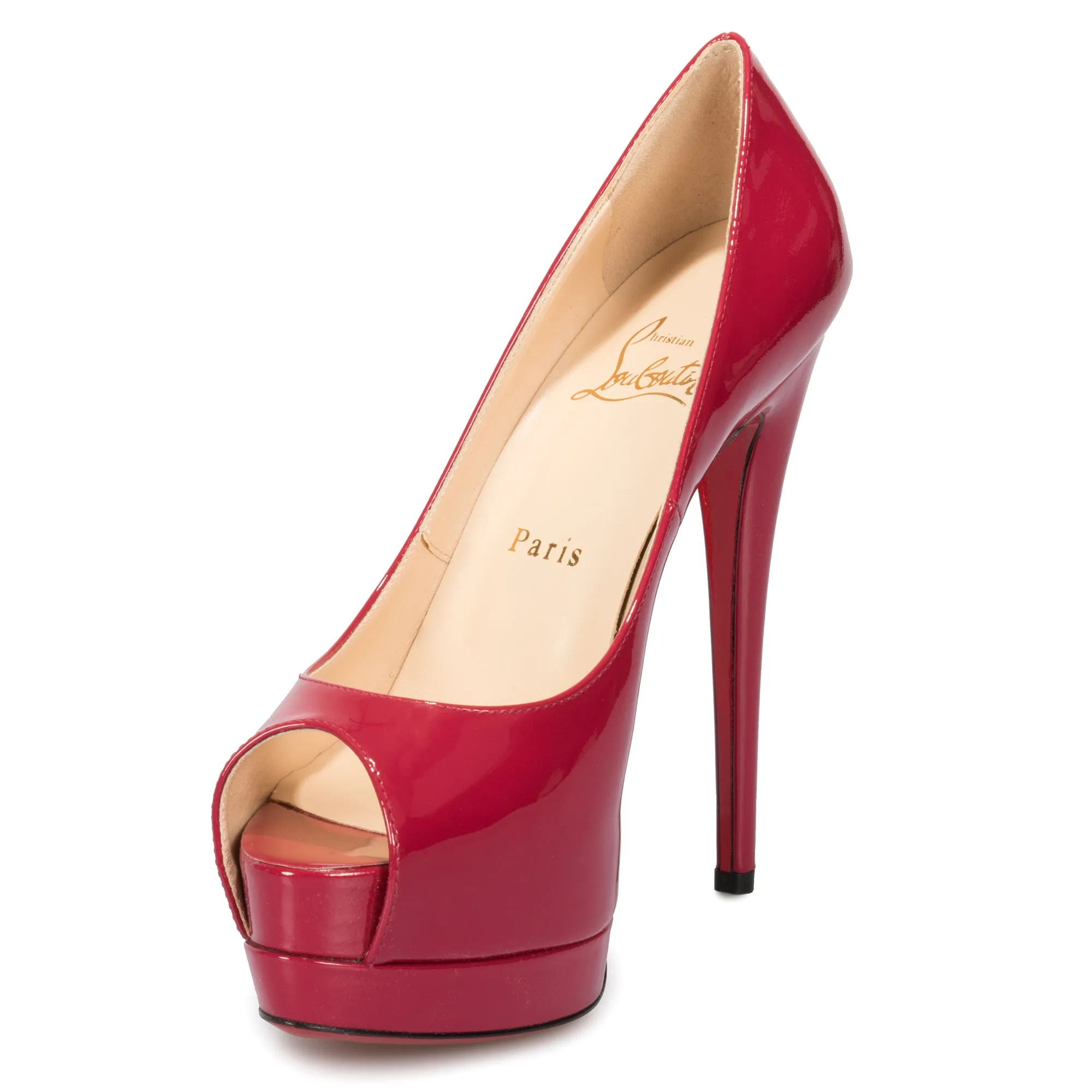 Christian Louboutin Palais Royal Red Bisou Patent Leather 120mm Platform Pump