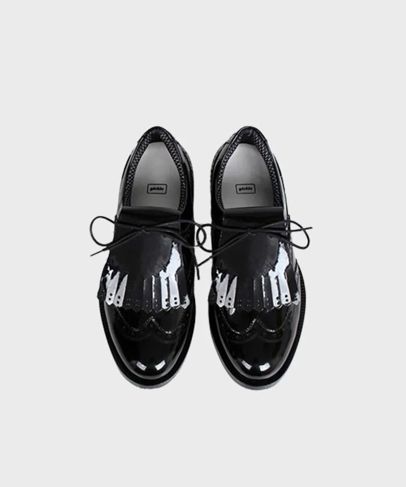 Giclee Unisex Classy Patent Premium Leather Golf Shoes- Black