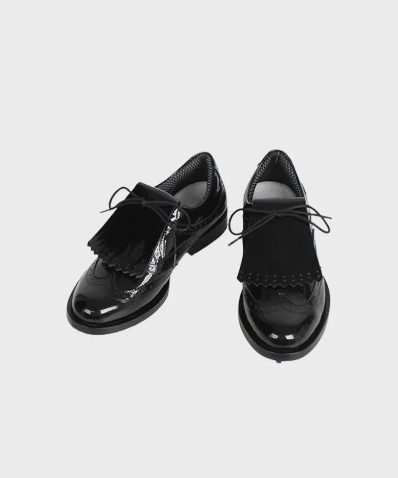 Giclee Unisex Classy Patent Premium Leather Golf Shoes- Black