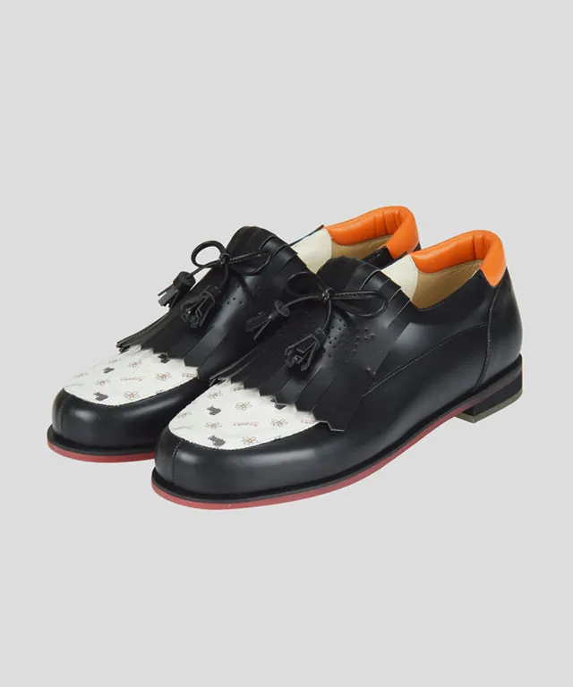 KANDINI Canvas Tassel Loafer Spikeless Golf Shoes - Black/Orange