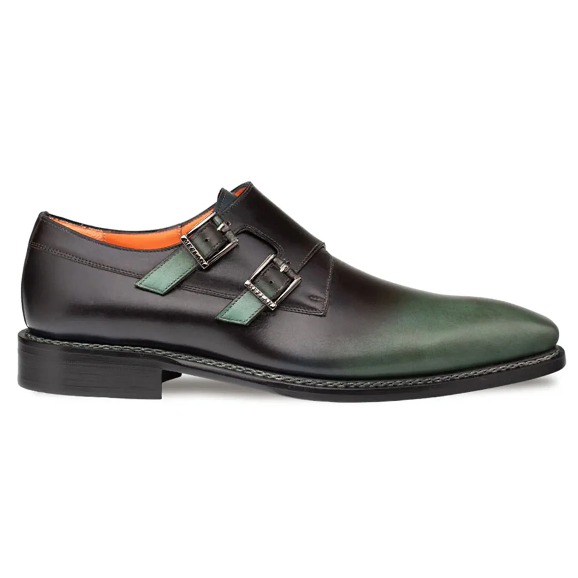 Pintor Forest Bi-Tone Double Monk Strap Shoes By Mezlan Made In Spain Brand