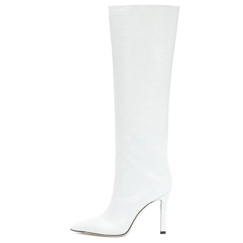 Pointed Toe Thin Heeled Ladies Sexy Long Fashion Catwalk Slip On Boots
