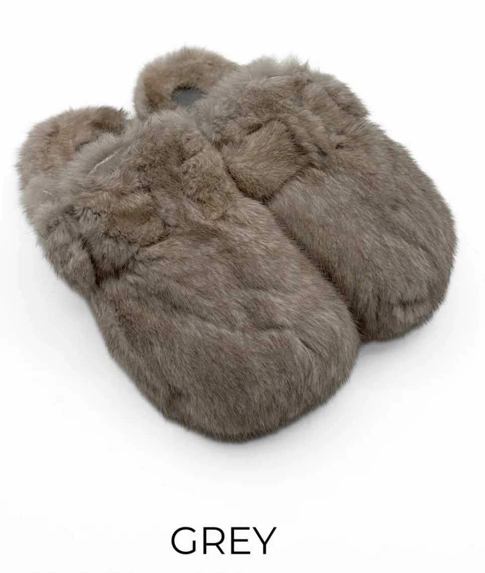 Slides, Clog Style Luxury Mink Shoes - Linda Richards - Style MKS03