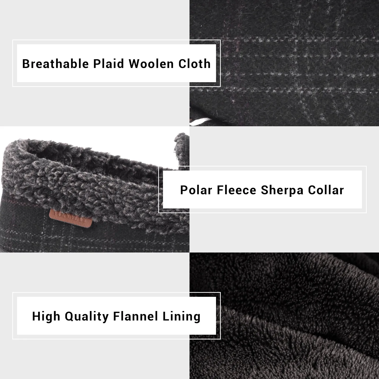 VONMAY Men's Moccasin Slippers Comfort Polar Fleece House Shoes Warm Flannel Lining Memory Foam Indoor & Outdoor