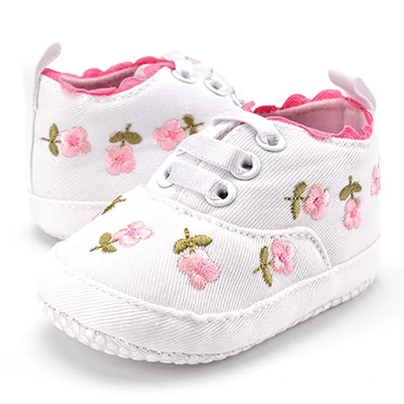White Lace Floral Sneaker Toddler Moccasins Shoes 0-18M