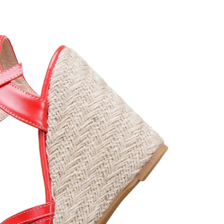 Women's Woven Ankle Strap Wedge Heel Platform Sandals