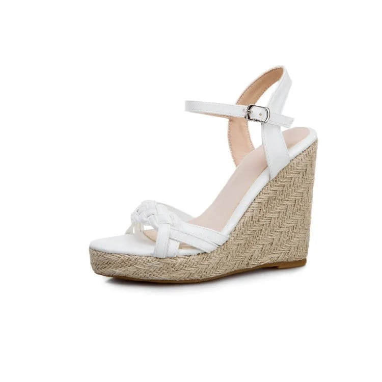 Women's Woven Ankle Strap Wedge Heel Platform Sandals